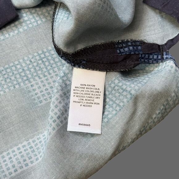 Opem Edit Relax Geo Pattern Camp Shirt Navy Ambient Stripe Size L NWT - Picture 6 of 7